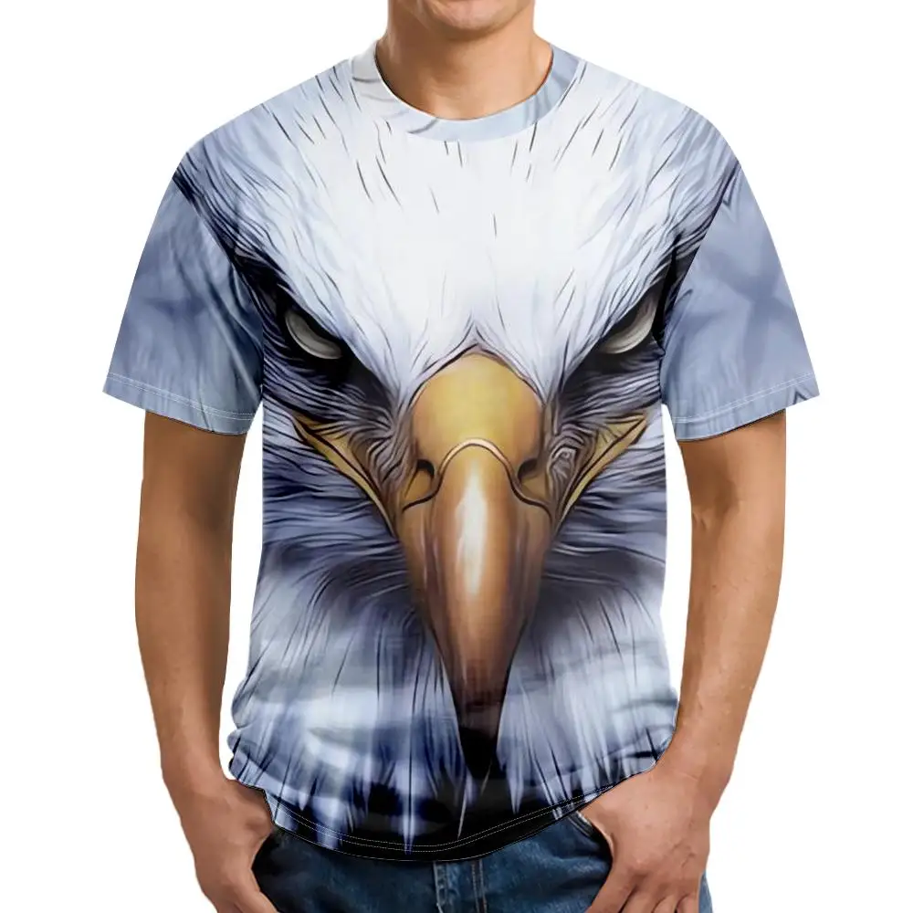 Men 3D Eagle Head Animal Print Crew Neck Short Sleeve Casual Daily T-Shirt Multiple Wildlife Patterns