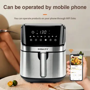 Image 8L Electric Air Fryers Oil-Free Wifi Connection Automatic Household Kitchen 360°baking Convection Oven Deep Fryer for Easy Meals