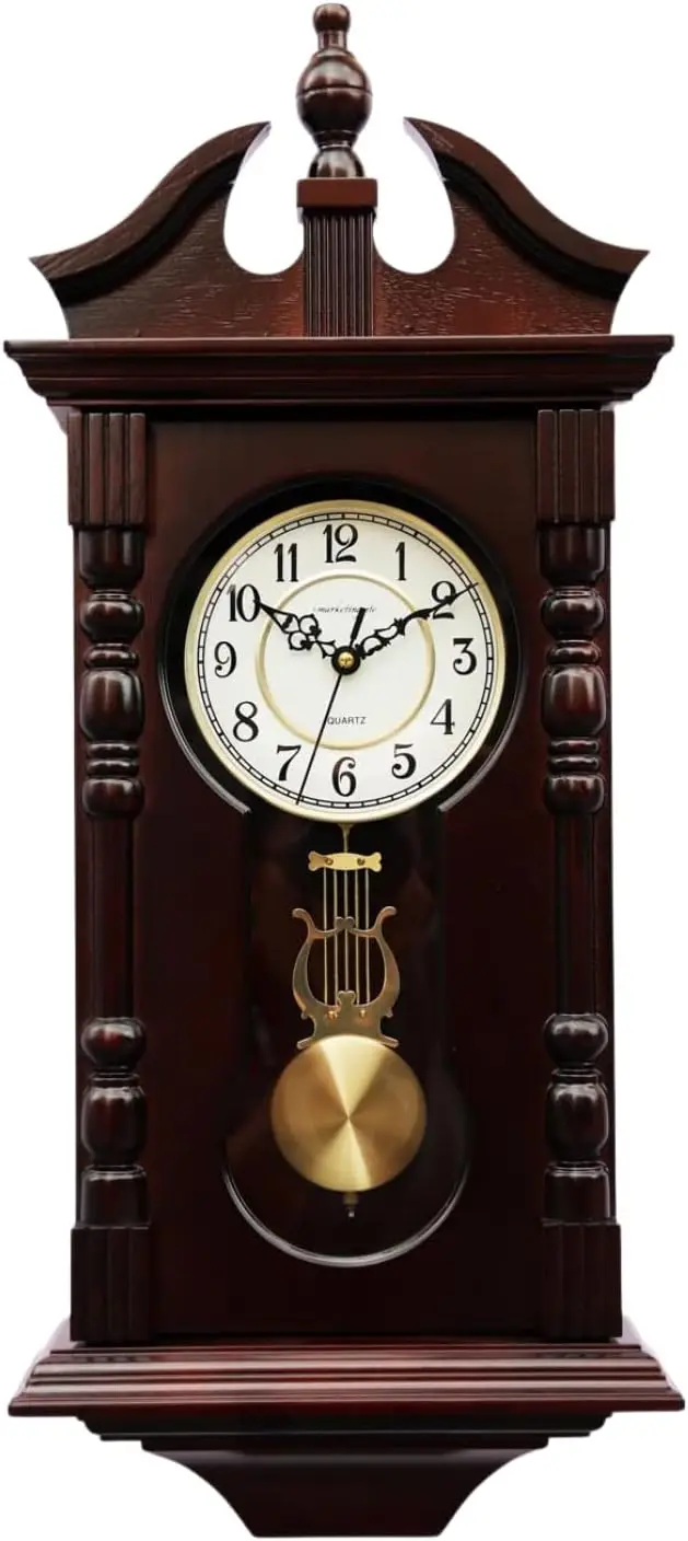 Grandfather Wall Clocks Battery Operated for Living Room Decor, Traditional Wood Wall Pendulum Clock with Westminster Chime, Mak
