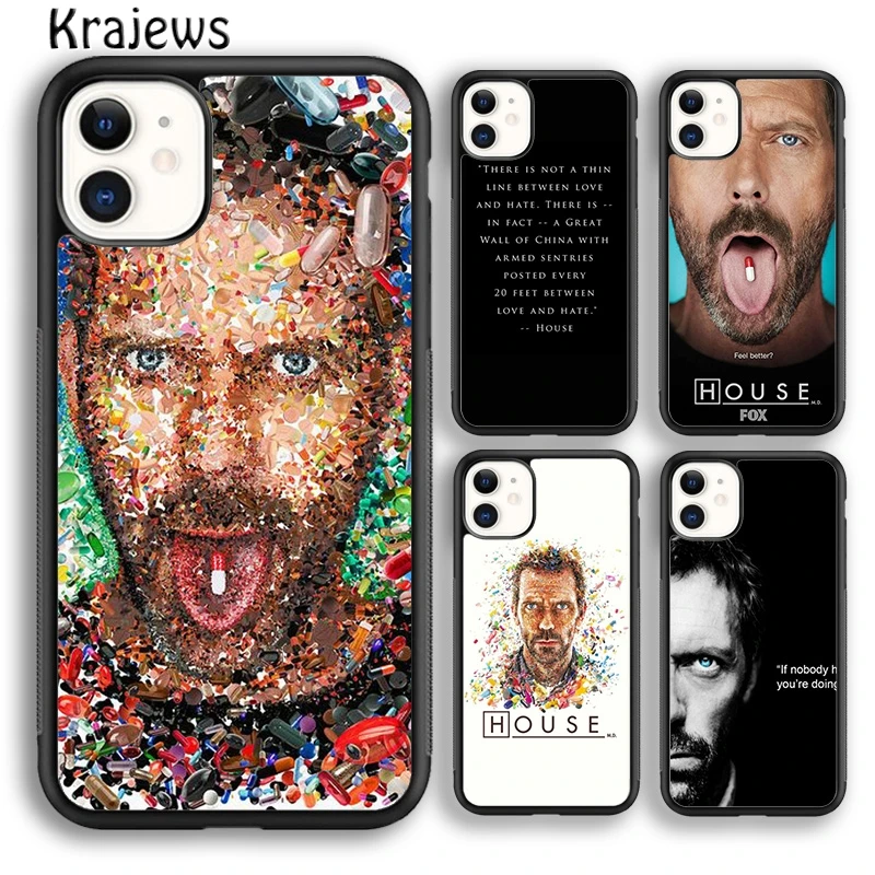 Krajews Dr House Hugh Laurie Pills Phone Case Cover For iPhone 16 15 SE2020 14 6 7 8 plus 11 12 13 pro max coque Shell Fundas