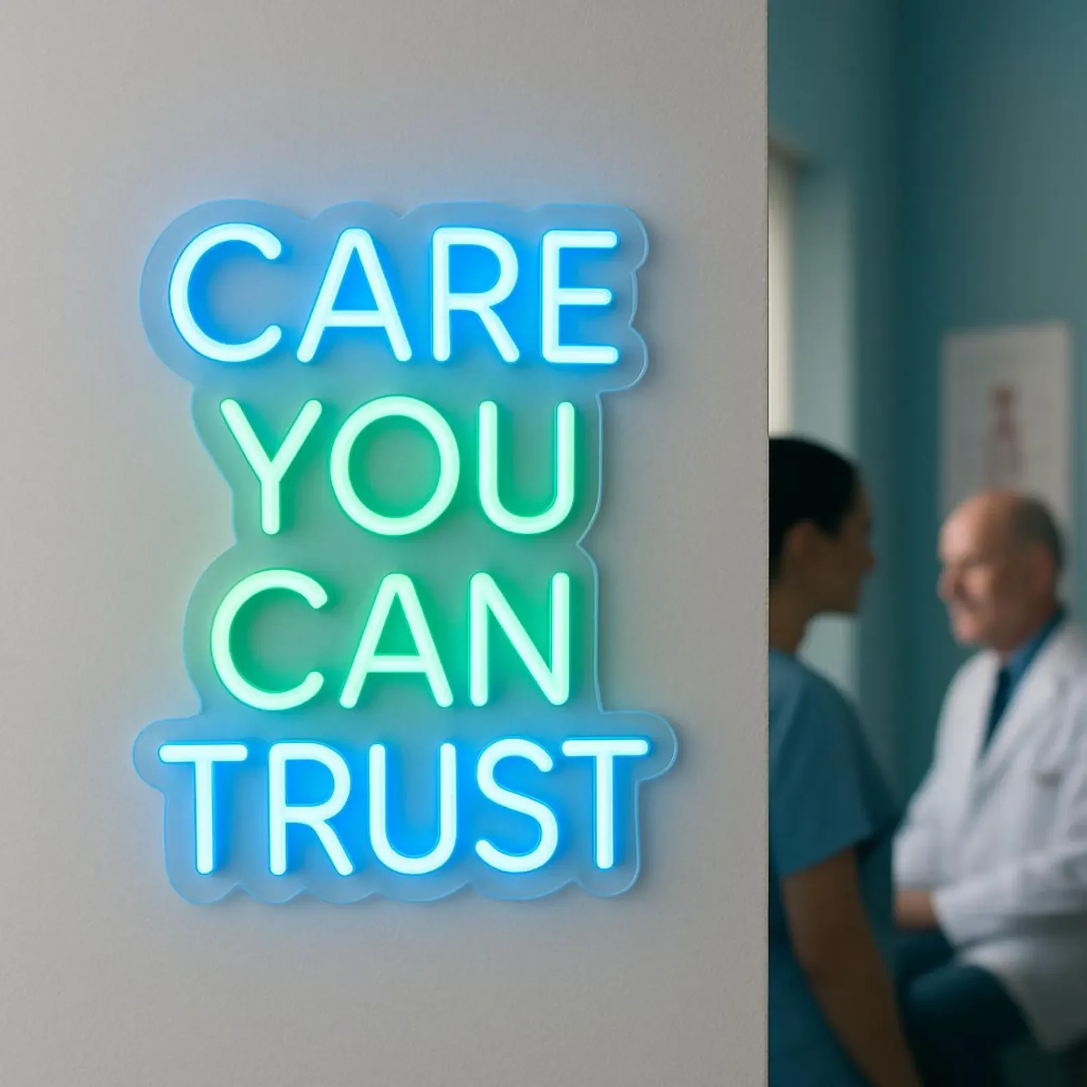 Care You Can Trust Neon Sign,Medical Center Light, Dental Clinics Led Sign, Gift Idea for Doctor. Clinic Neon Decor