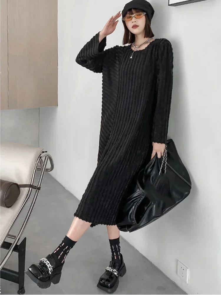 XITAO O-neck Full Sleeve Knit Dress Loose Appear Thin Simplicity Temperament Vintage Spring Women New Pullover Dress DMJ2744