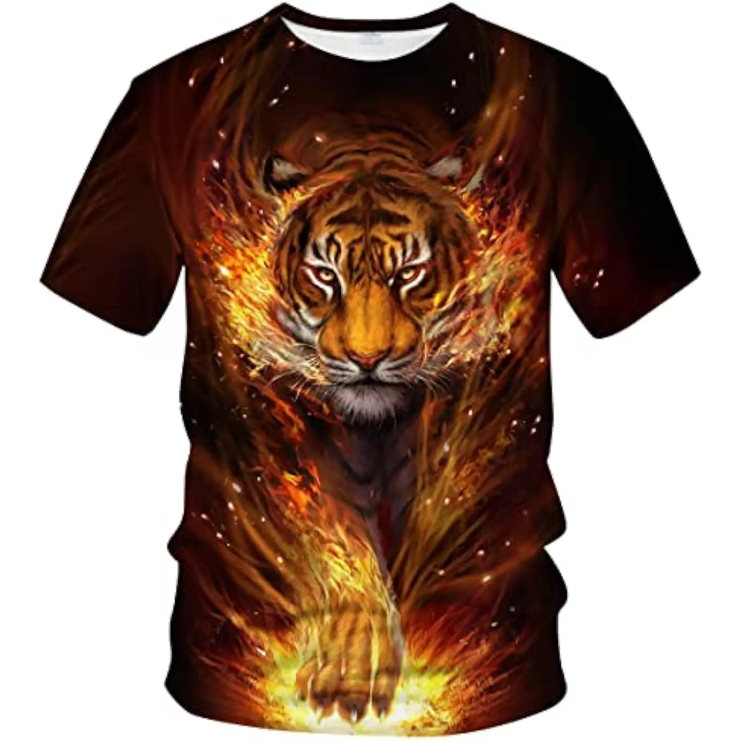 Men's Tiger T-Shirt Summer Short Sleeve Tees Tops Fantasy Animal Theme T-Shirts Realistic Graphic Shirt mens clothes