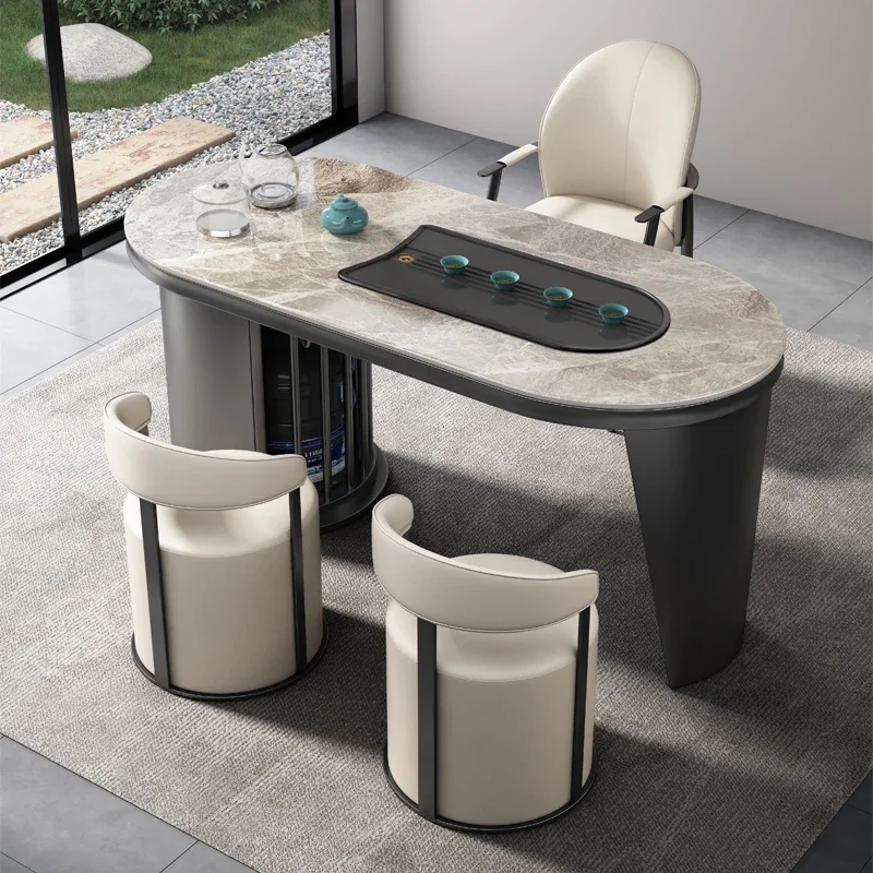 

Rock slab tea table, small tea table and chair combination, household balcony, small kettle integrated 2024 new high-end tea
