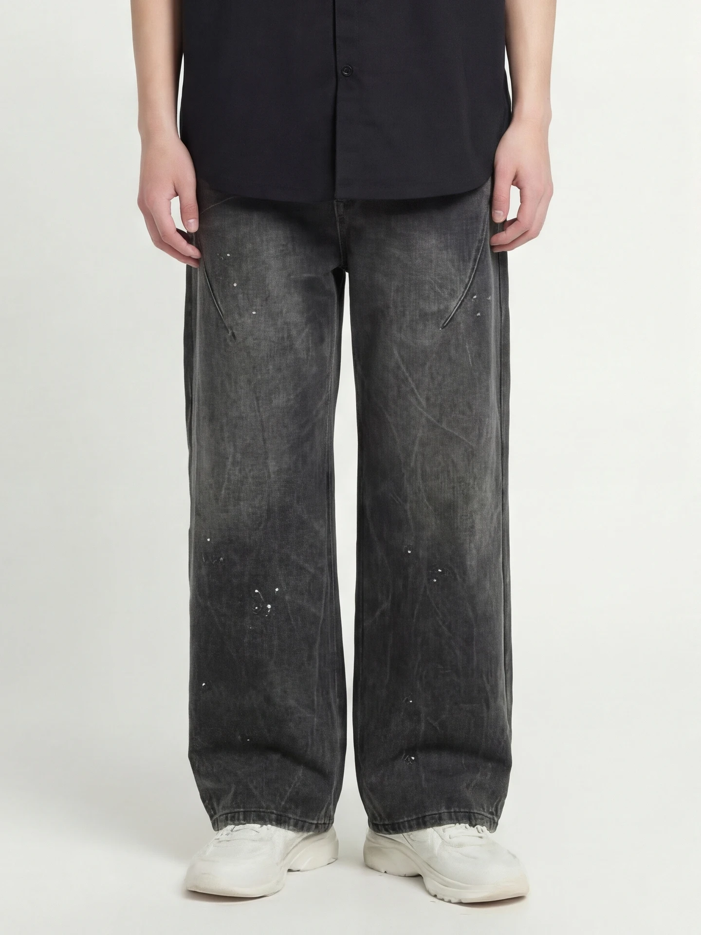 loose-casual-pants-from-black-grayold-and-ink-splashed-summer-2026-unisex-other-material-belted-waist-chain-accessories