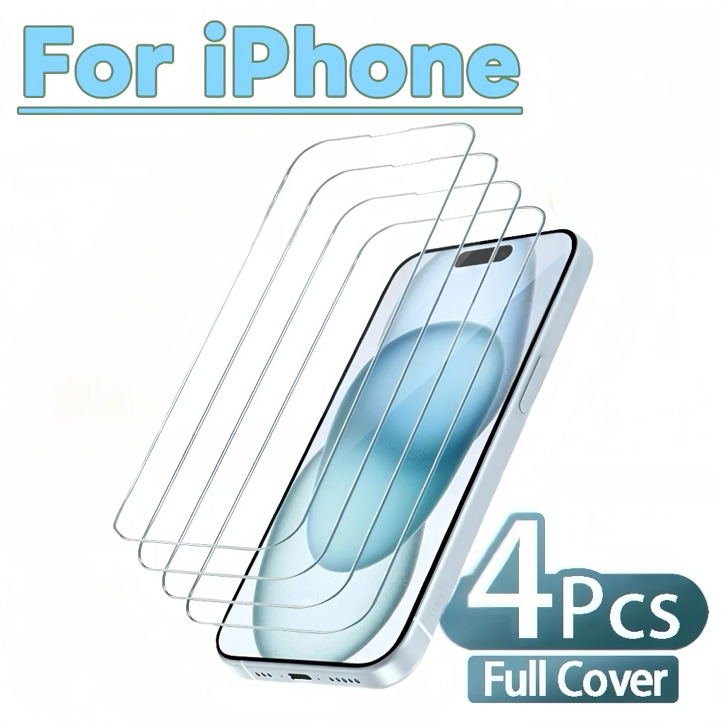 

4Pcs HD Tempered Glass Screen Protector for Apple iPhone Series
