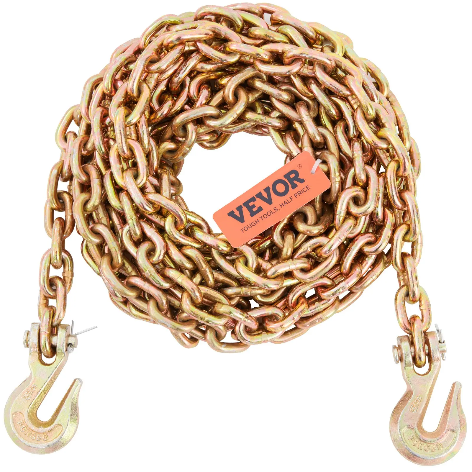 

Transport Binder Chain, 4900lbs Working Load Limit, G80 Tow Chain Tie Down With Grab Hooks, DOT Certified, Galvanized Coating