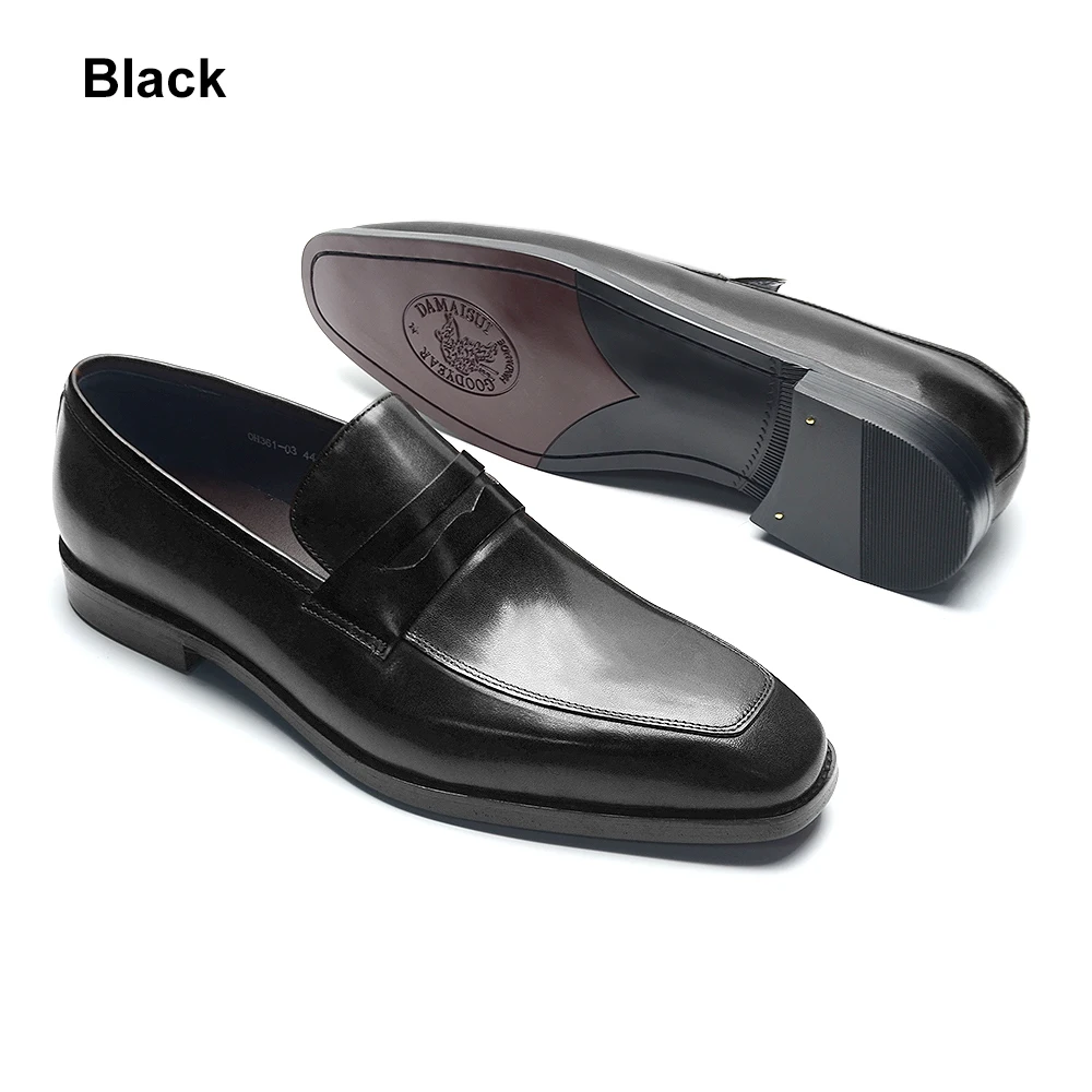 Luxury Men\'s Penny Loafers Genuine Cow Leather High Quality Mens Dress Shoes Brown Black Moccasins Wedding Business Shoes Man