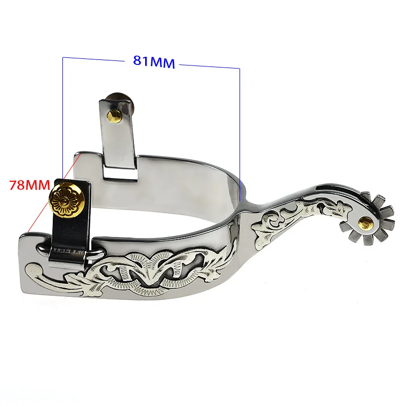 Stainless Steel Men's Western Denim Spurs German Silver Decorative Plate With Gear And Copper Cap Buckle SP5133