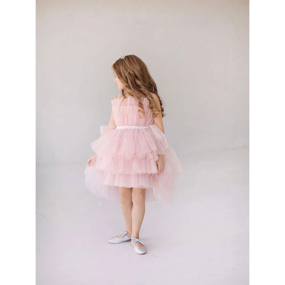 

MVOZEIN Luxury Birthday Dress for Girls Sleeveless Tulle Tiered Princess Dress Kids Clothes Girls Wedding Flower Girl Gown