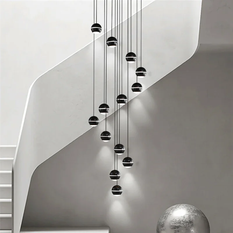 

New Staircase Chandelier Modern Creative Simple Villa Duplex Penthouse Living Room LED Lighting Restaurant Hotel Chandelier