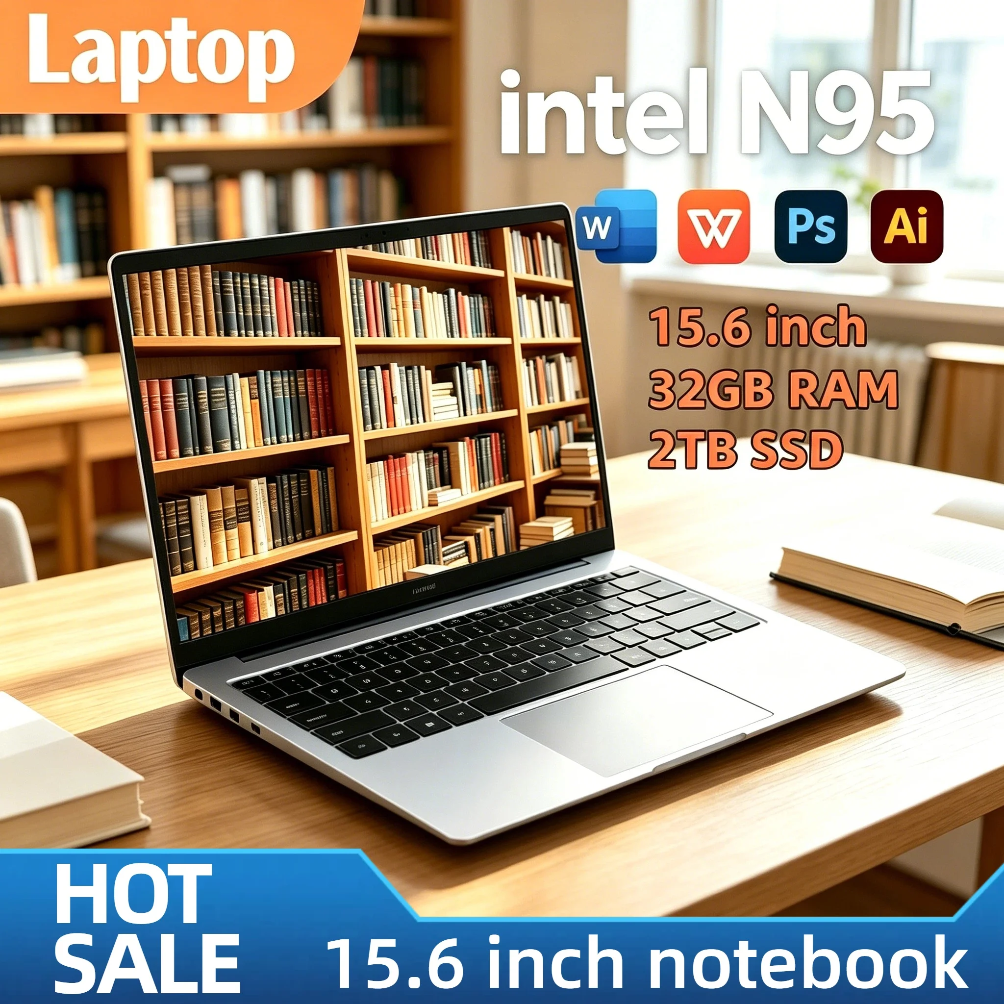 Ssd 2Tb - Laptop Portabel Intel N95 2026 15.6