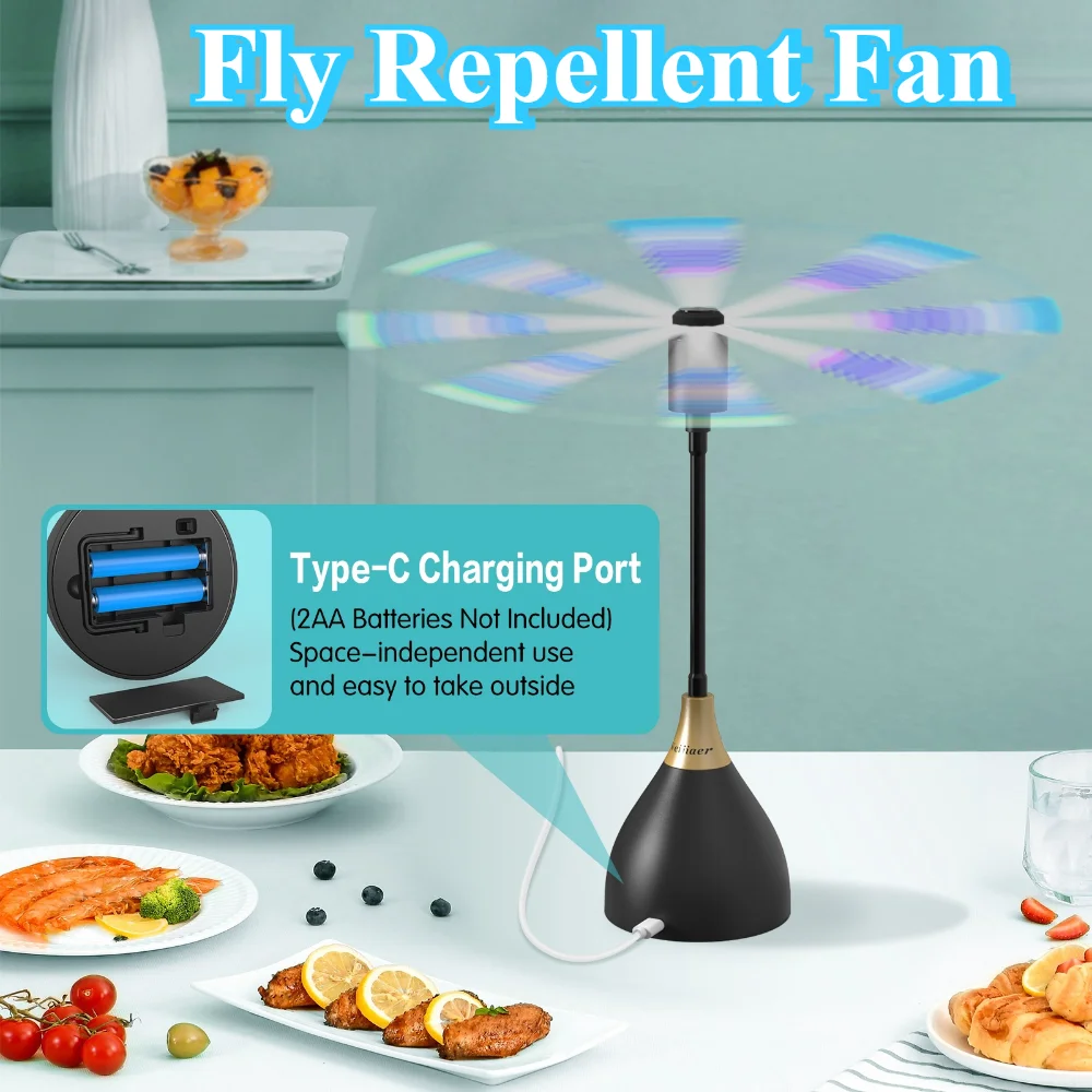 

Portable Fly Repellent Fan with Hook Design Convenient Use Soft Foldable Fan Blades Lightweight Fly Fan for Kitchen Patio Picnic