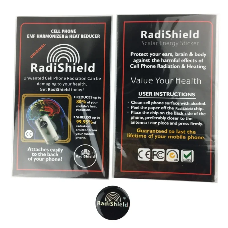 Customcustom radishield sticker. EMF sticker, radiation protection safe anti radiation sticker for mobile phone with manual card