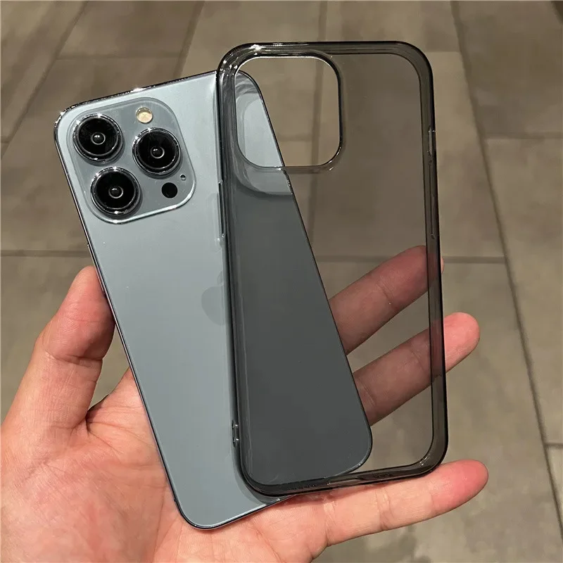 Luxo preto à prova de choque Silicone TPU Phone Case, Clear Protect Cover para homens, iPhone 15, 13, 12, 11 Pro Max, X, XR, 7, 8 Plus, SE