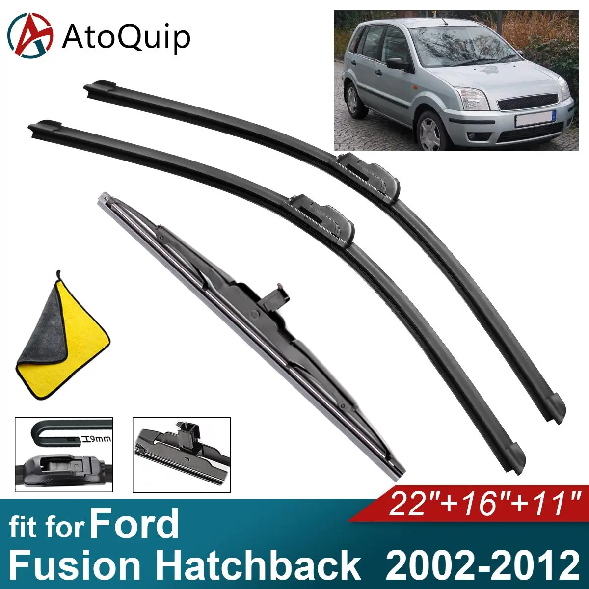 

Car Windshield Wiper Blades Fit For Ford Fusion Hatchback Rear Wiper Blades Soft Rubber Auto Front Windscreen