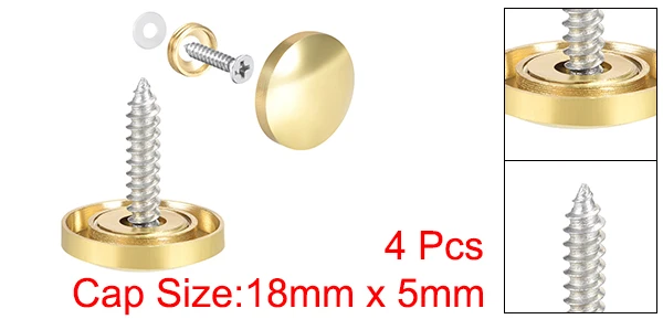Uxcell 2/4/8 Stück 10/12/14/18/22/25mm Spiegelschrauben Dekorative Kappenabdeckung Nägel Poliertes Gold Silber – Detail 10