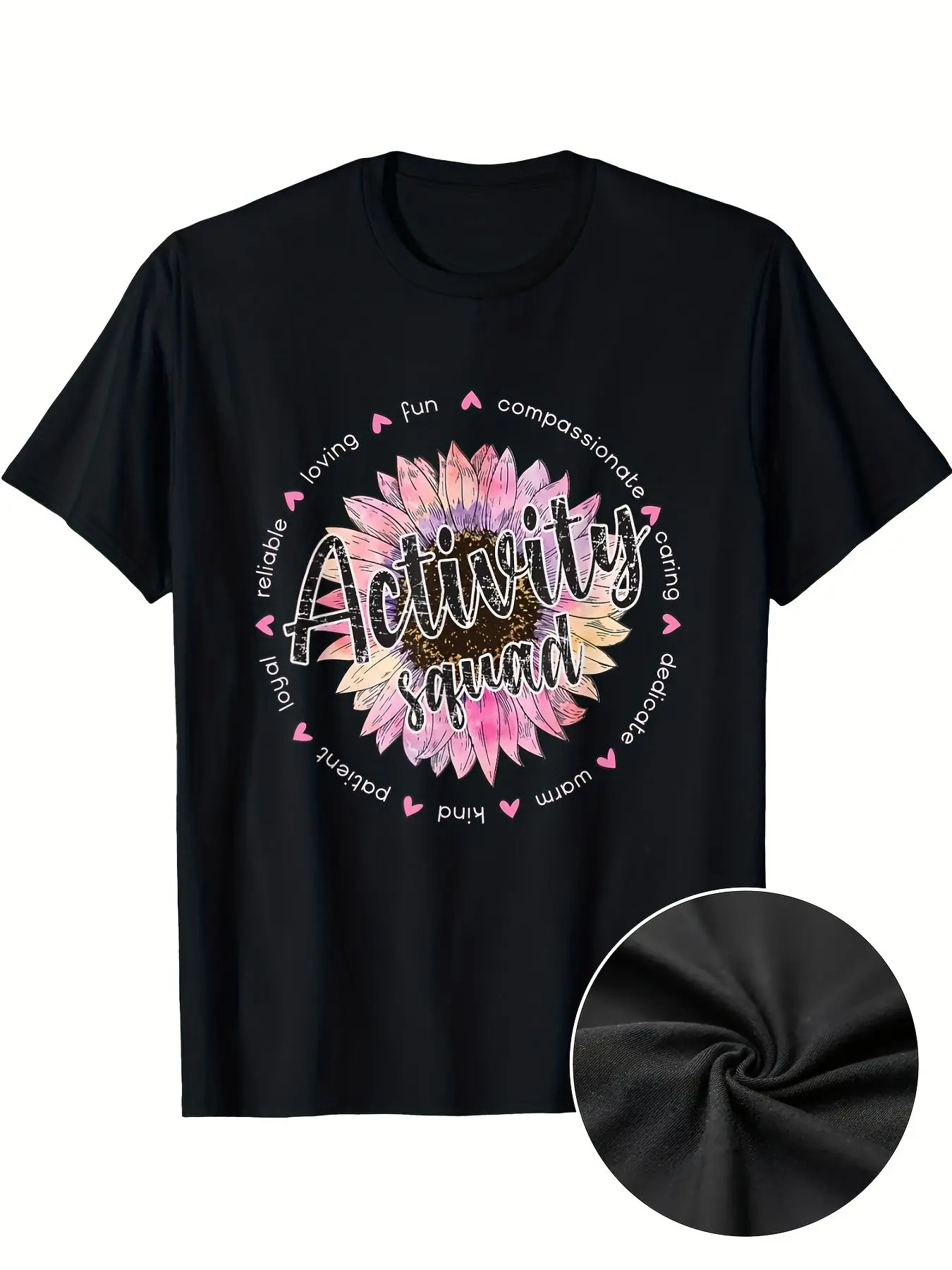 

Women's 100% Cotton Activity Squad Appreciation T-Shirt Floral Print with Team Spirit Design Glossy Finish & High Stretch Knit