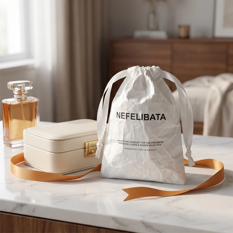 Factory Custom Eco-friendly Tyvek Paper shopping Bag Grocery Pouches Waterproof Drawstring Dust Sack