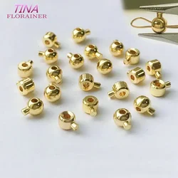 Wholesale Ball End Cap for Memory Wire,2.4x3MM 18K Gold Plated Brass Metal Crimp Beads End Beads Findings For Jewelry Making