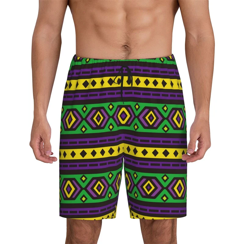 Mardi Gras 3D Print Beach Shorts For Men Harajuku Fashion Carnival Mask Graphic Purple Short Pants Casual Holiday Men Kid Trouse