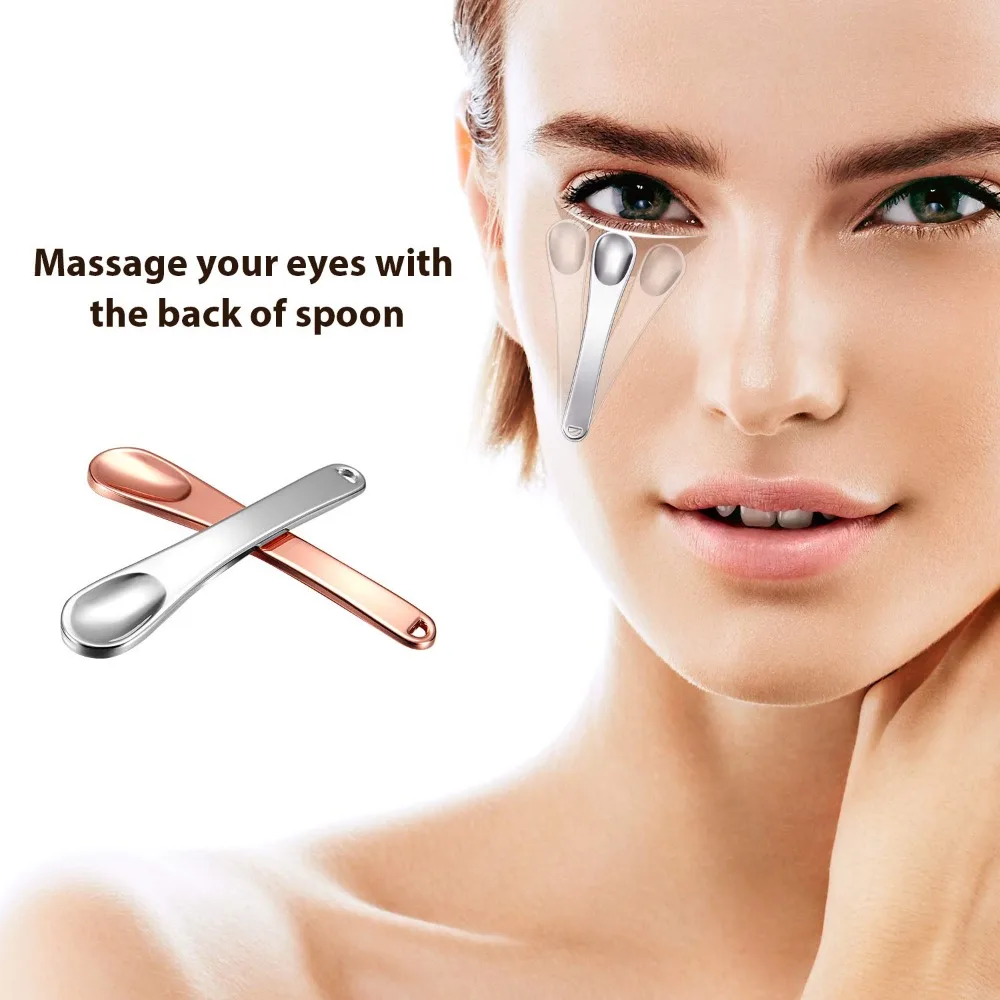 1Pcs Metal Makeup Spatula Mini Spoon Eye Cream Massage Sticks Beauty Scoop for Facial Cosmetic Face Cream Reduce Eye Wrinkles