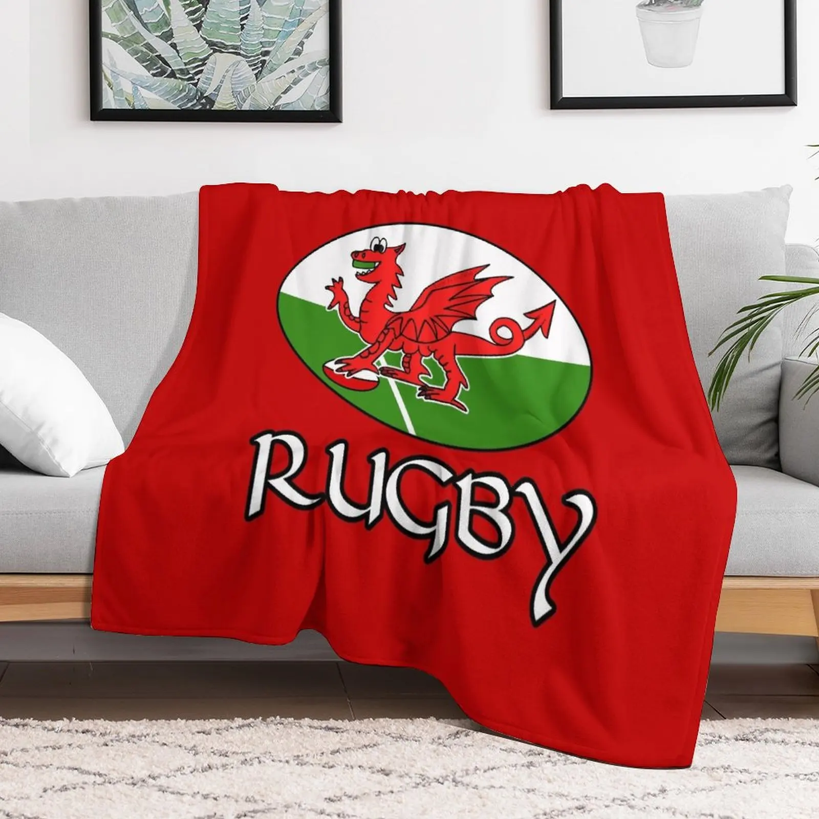 Welsh Dragon Wales Flag Rugby Ball Throw Blanket Thin heavy to sleep Blankets