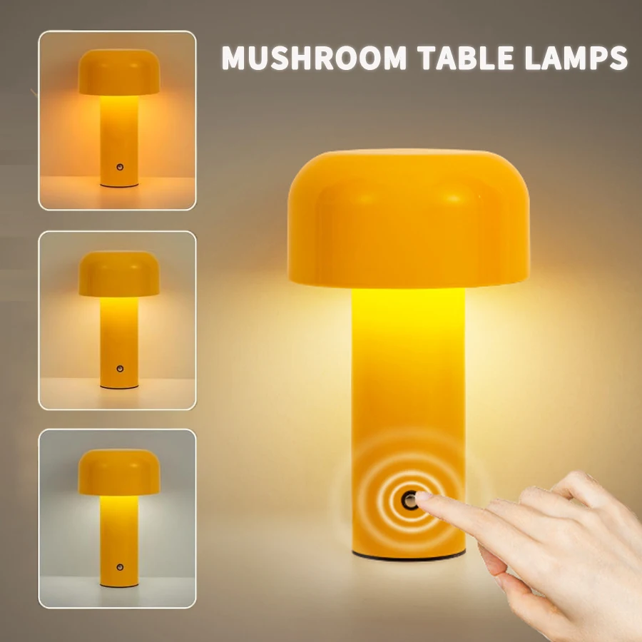 Mushroom Lamp LED USB Rechargeable Table Lamp Bedside Bedroom Decoration Dimmable Desk Lamp Restaurant Living Room Night Light