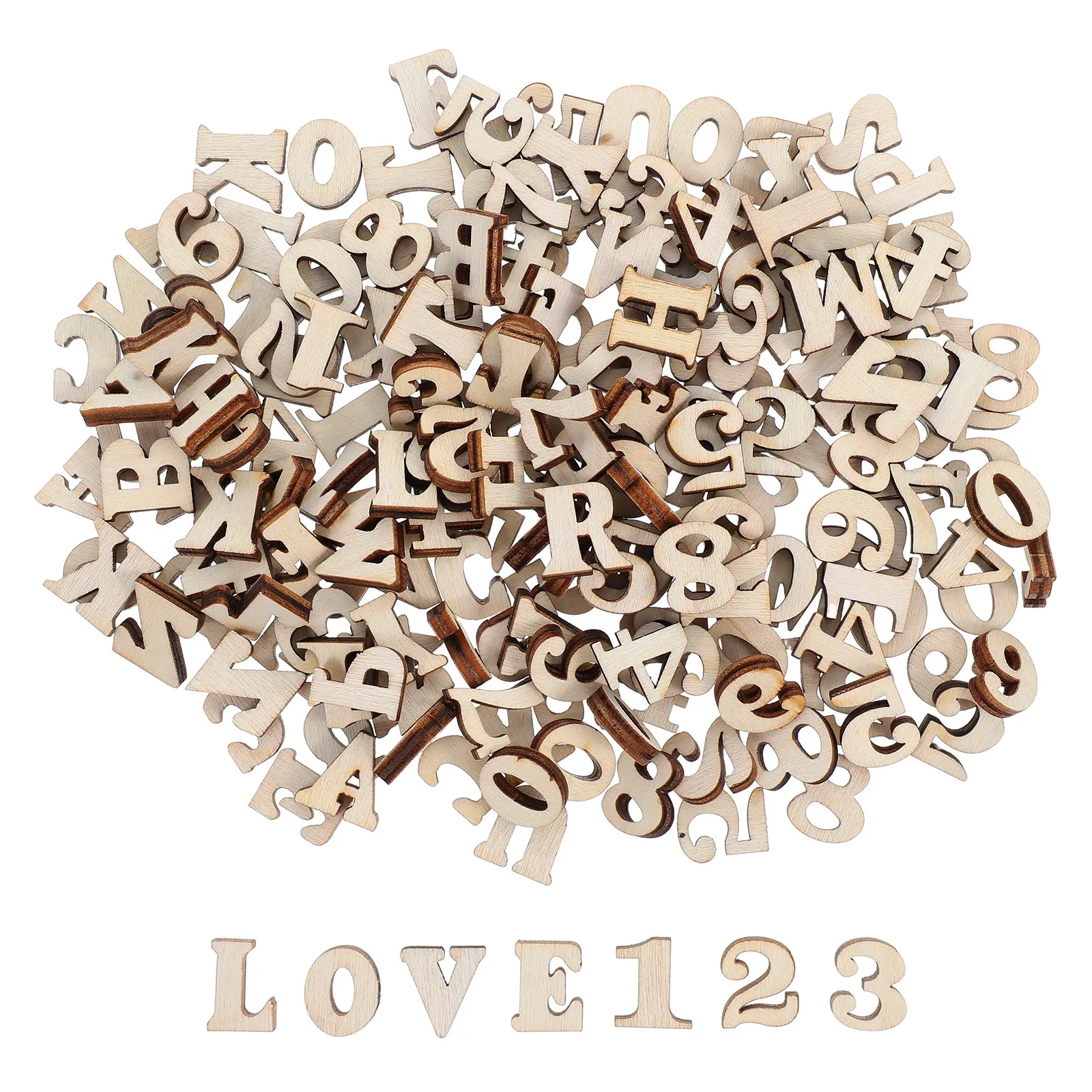 200Pcs Unfinished Wooden Letters Numbers Set Blank Alphabet Numerals for DIY Crafts Wall Decor Home Party Kindergarten Learning