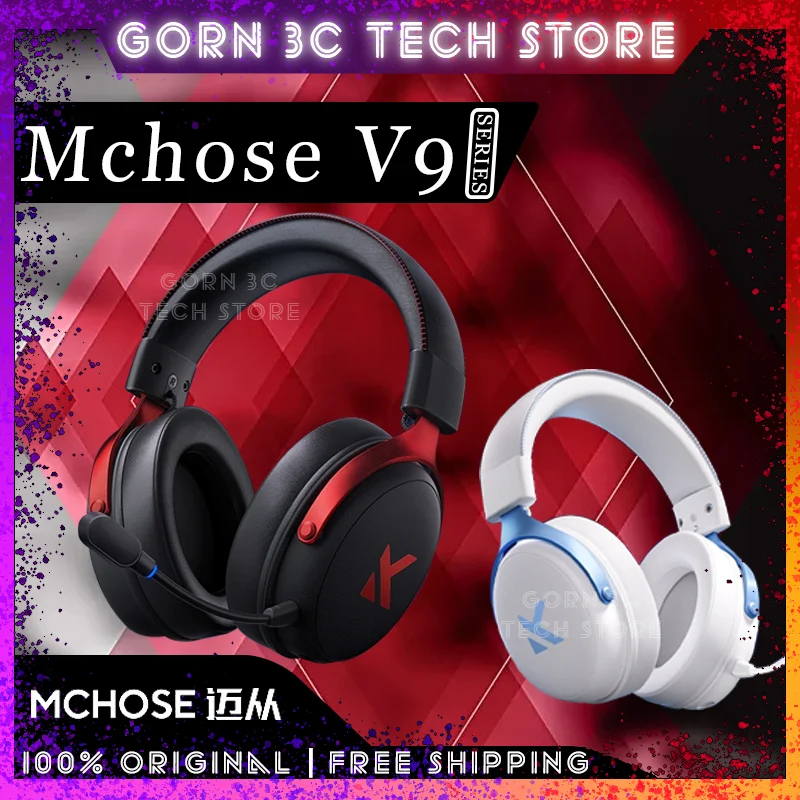 ワイヤレスゲーミングヘッドホン,MCHOSE-V9 pro,トライモード,hifi,ai,ノイズキャンセリング,マイク,eスポーツ,カスタマイズされた音楽,PCアクセサリ