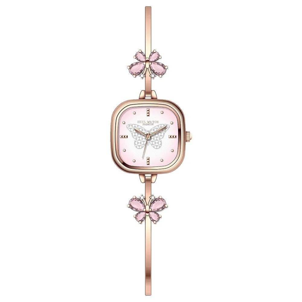 ساعة سوار فاخرة جديدة تمامًا مع قرص مربع صغير، ساعة يد كوارتز نسائية، إكسسوار مثالي وهدية للنساء.