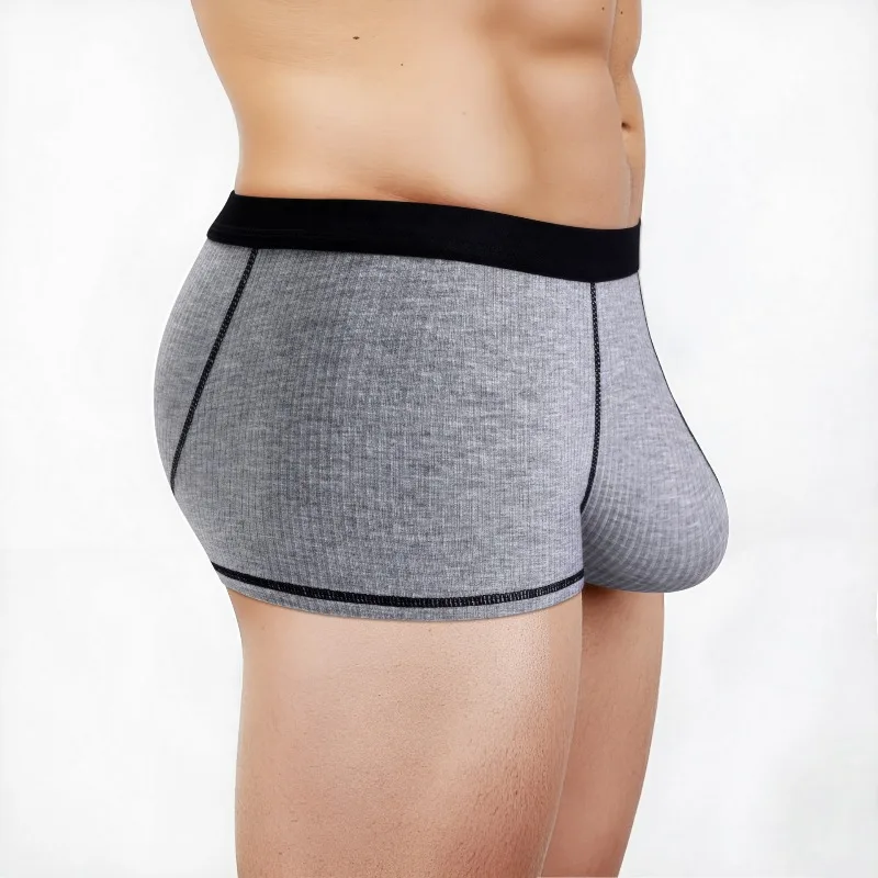 

Men's Sexy Big U-Pouch Breathable Summer Boxers Vertical Stripes Decor Solid Color Butt Lifting Underwear Sporty Fitness Panties