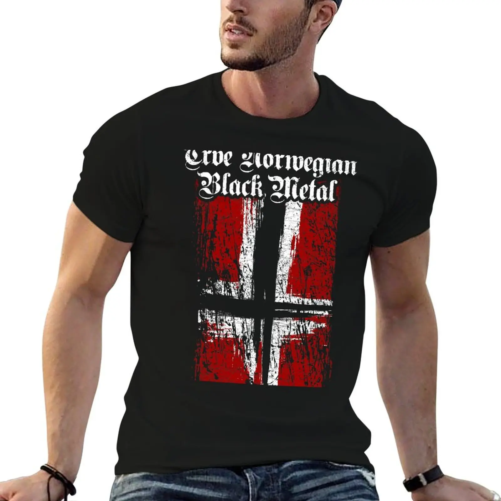 

Trve (True) Norwegian Black Metal - Norwegian satanic flag T-Shirt t shirts for man cotton cotton t shirt man T-Shirt