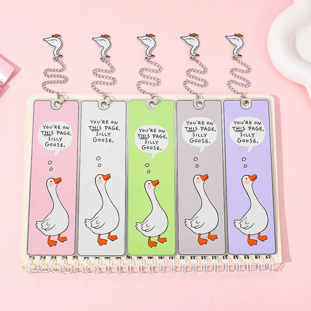 علامة مرجعية لطيفة على شكل أوزة مع قلادة سلسلة، علامة كتاب مضحكة "أنت على هذه الصفحة، هدية إكسسوار للقراءة لمحبي الكتب #5