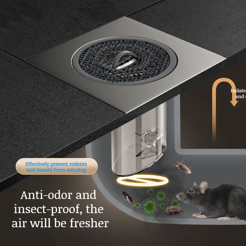 Universal Floor Drain Panel With Lid Stainless Steel Anti Odor Sewer Stopper Bathroom Drain Cover For Preventing Backflow