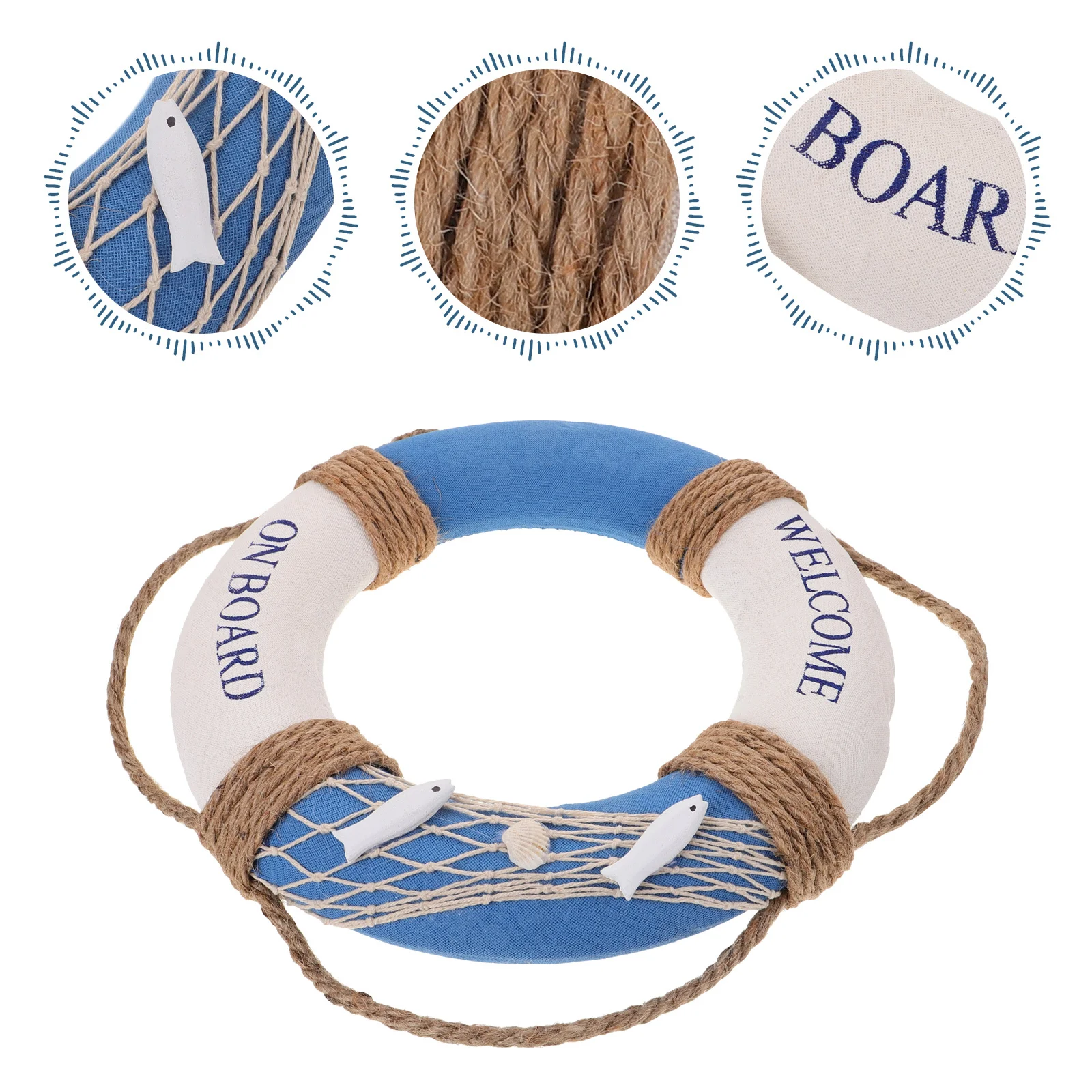 

30Cm Lifebuoy Decoration Blue Fish Mediterranean Style Hanging Ornament For Cafe Restaurant Bar Door Wall Window Home Decor Door