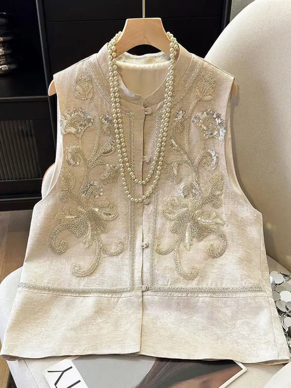 جديد الصينية Sle المرأة الكتان ort Jaet المطرزة مطرز زر ربيع الخريف حجم صغير ملابس التنقل Faionable #1