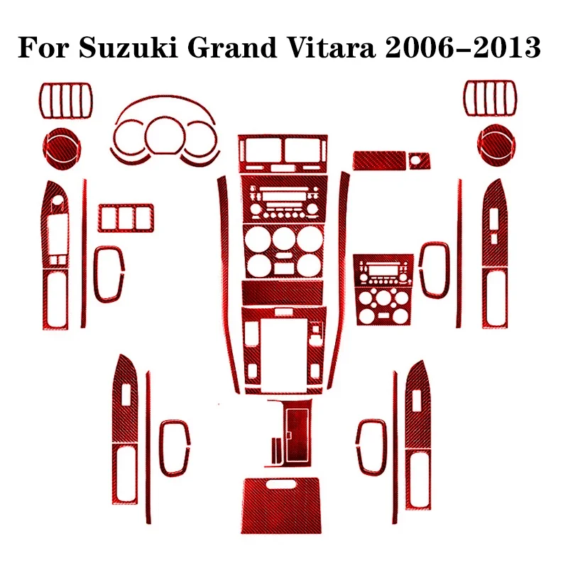 For Suzuki Grand Vitara 2006 2007 2008 2009 2010 2011 2012 2013 Carbon Fiber Red Stickers Car Interior Decorative Accessories