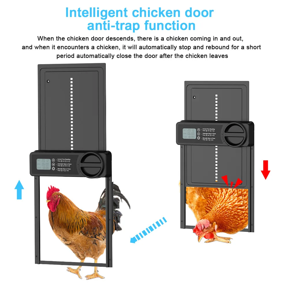 Automatic Chicken Coop Door Intelligent Timer Electric Aluminum Timing Opener Auto Chicken Door Farm Automatic Management Tool