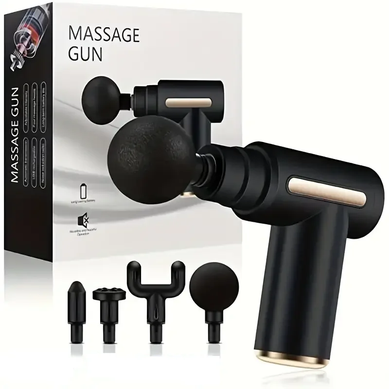 

USB Mini Massage Gun Fascia Machine Body Massager Deep Handheld Percussion Massager For Back And Neck Leg With 4 Head