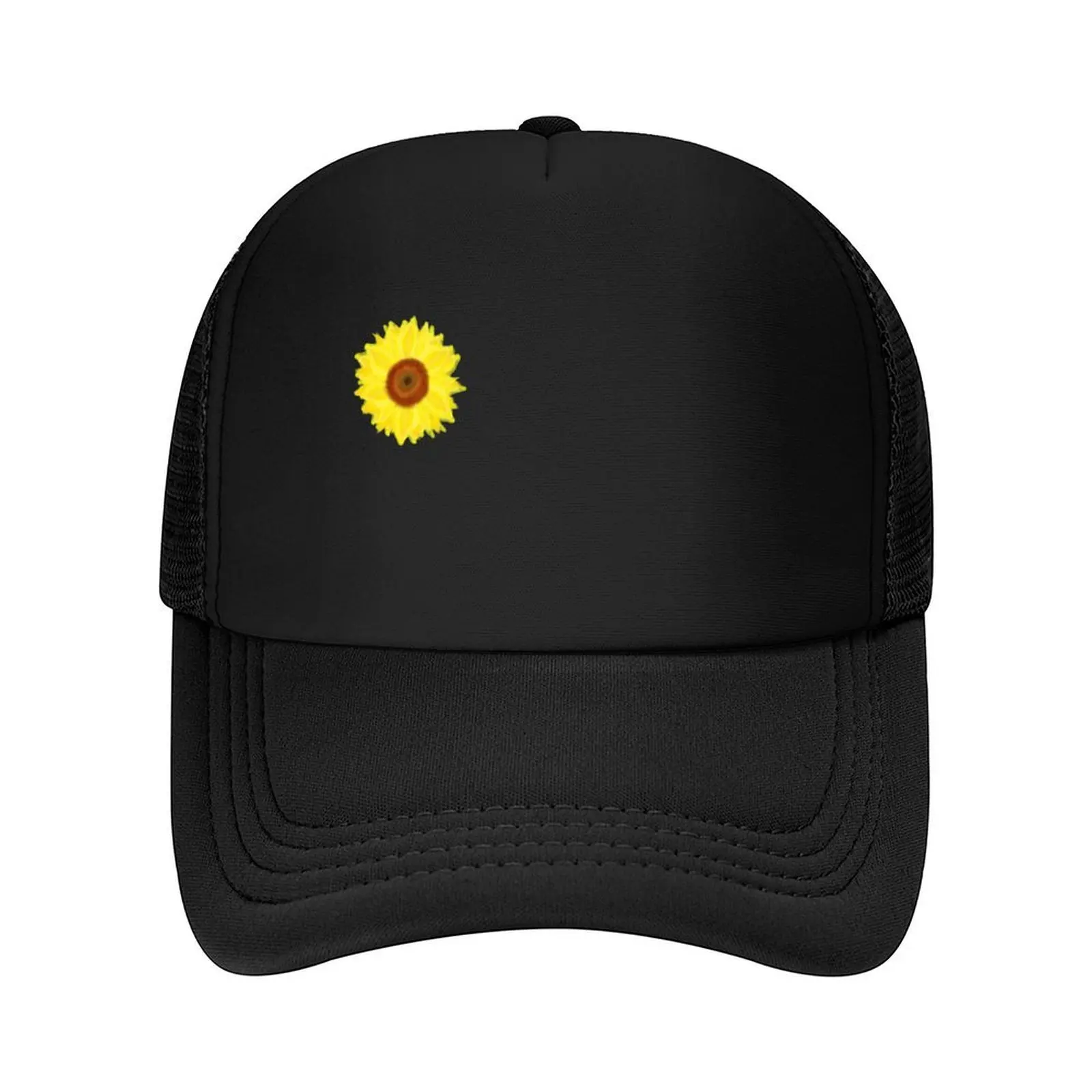 

Sunny Side Sunflower (Black Background) Baseball Cap Unique hats golf hat genuine Funny hats dad hat Girl Men's