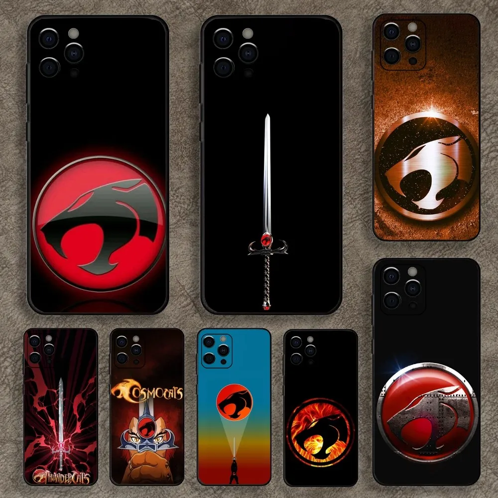 Cartoon T-ThunderCats Phone Case For Apple iPhone 15,14,13,12,11,Pro,X,XS,Max,XR,Plus,Mini Soft Black Cover