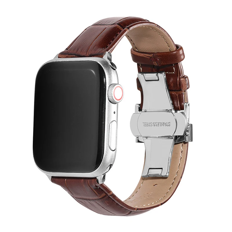 Tali jam tangan untuk Apple, tali 44mm 40mm 45mm 42mm 49mm 41mm 38mm Gelang gesper kupu-kupu untuk iWatch seri 8 7 se 6 5 Ultra
