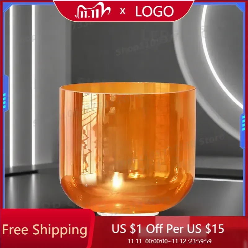 7 Inch Alchemy Orange Clear Quartz Crystal Singing Bowl with Cosmic Light for Sound Healing Meditation Yoga Therapy Includes
