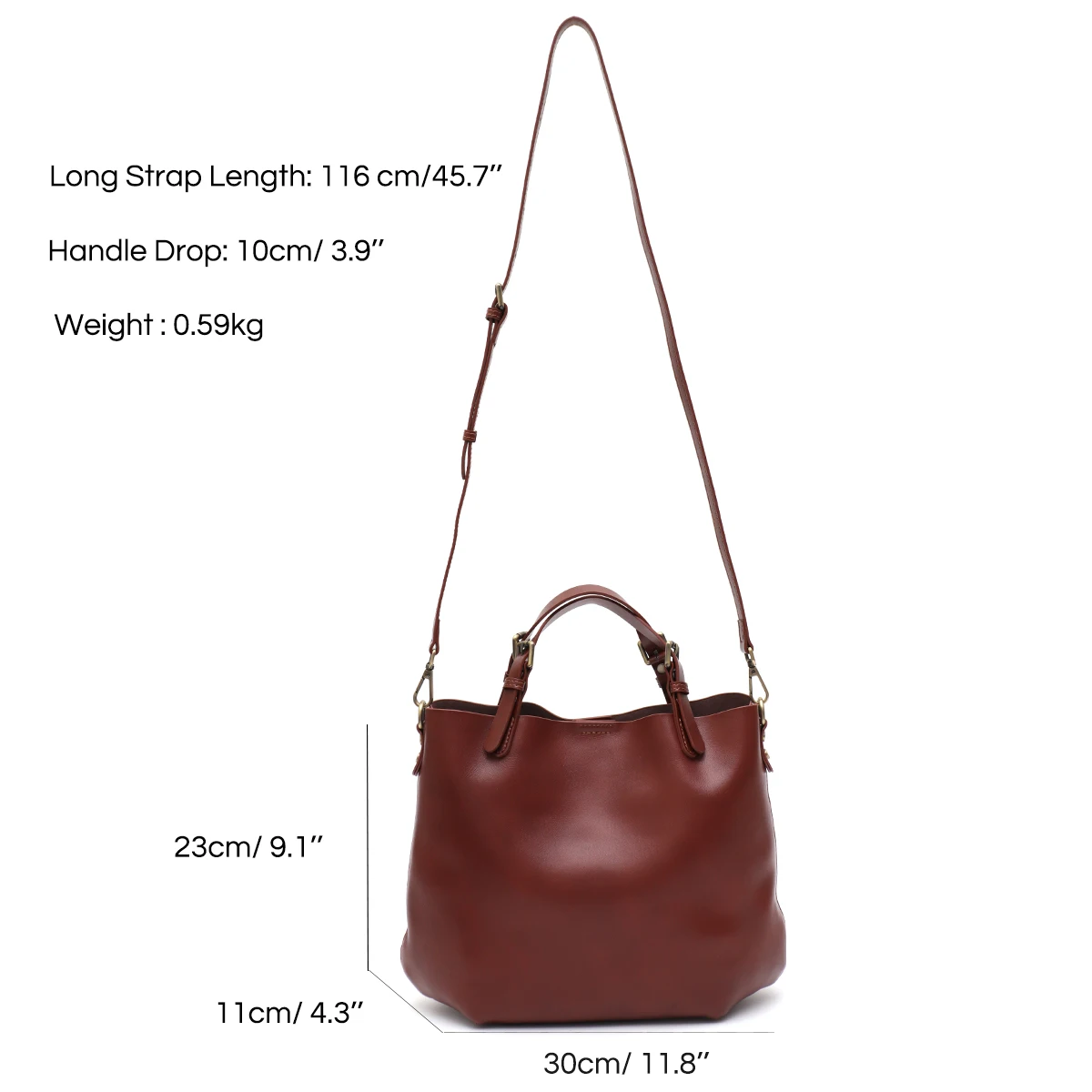 Women Vintage Elegant Real Leather Top-handle Bag Solid Color Minimalist Style Tote Shoulder Cross Body Handbag Zip Liner Purse
