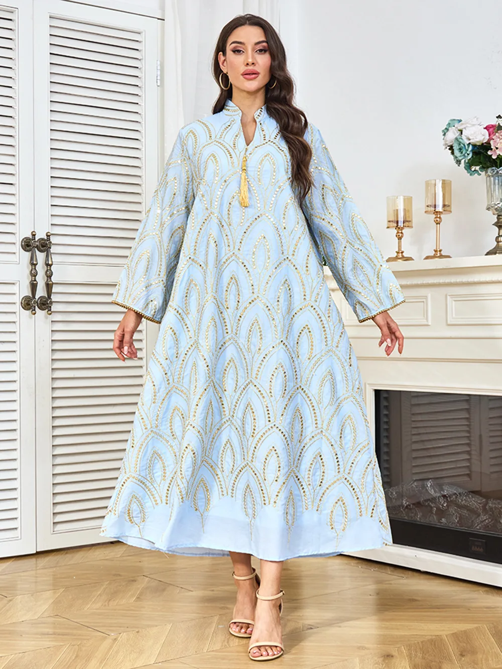 Eid Abaya Vestito Delle Donne Musulmano Jalabiya Paillettes Abiti Largos Partito Caftano Ramadan Abiti Lunghi Dubai Caftano Arabo Robe 2025