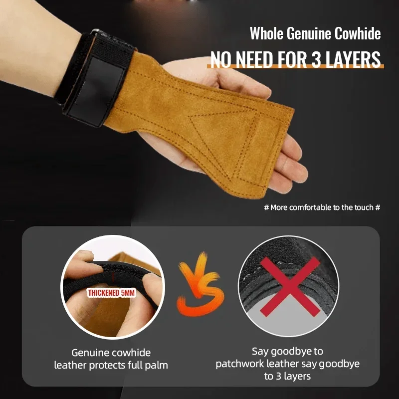 Cowhide Hand Guards Non-Slip Wrist Guards Leather Wear-Resistant Grip Tape Fitness Equipment Weightlifting Power Belt