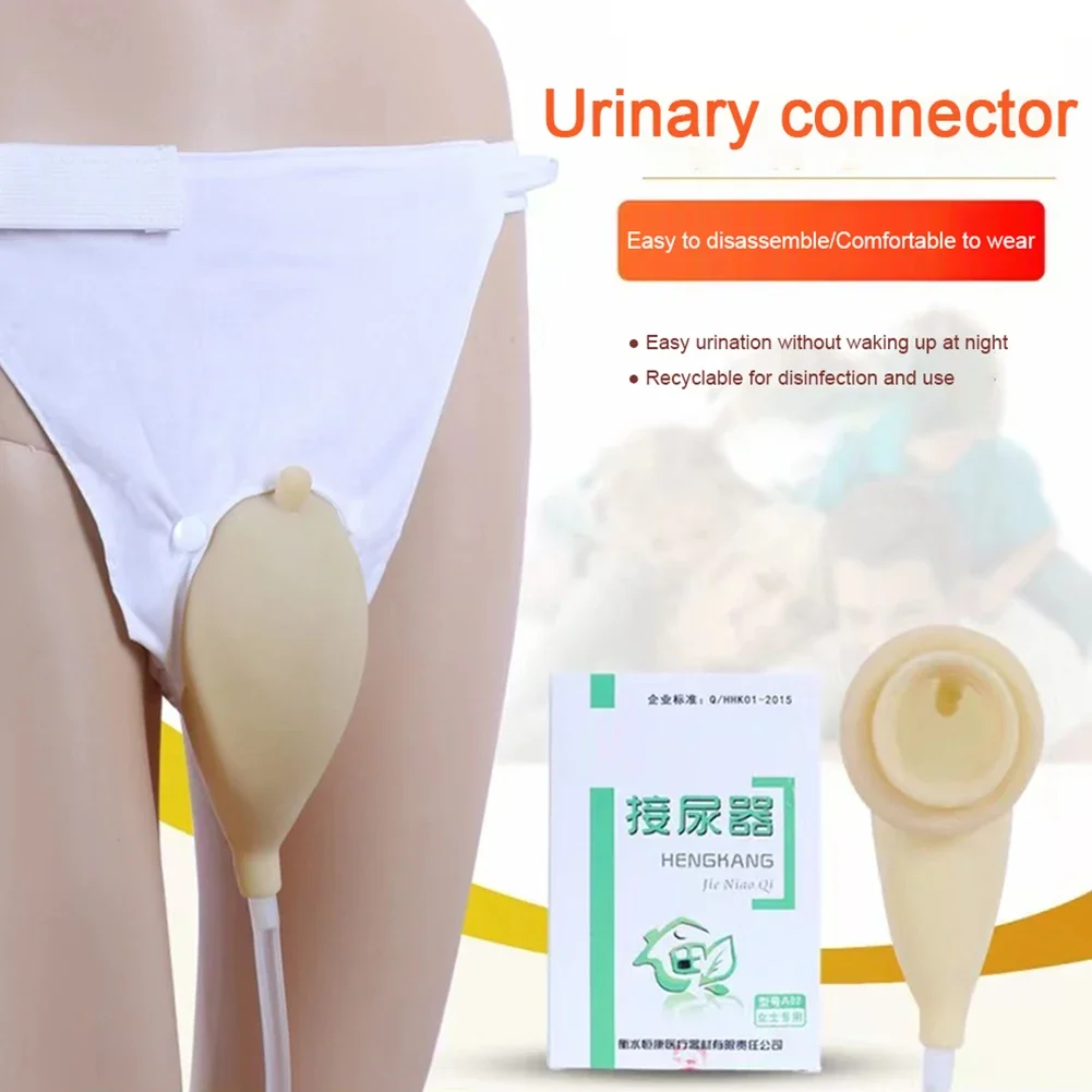 Men's Wearable Latex Urinal Bag with Reusable Adjustable Strap Urinary Connector Perfect for Bedridden Patients