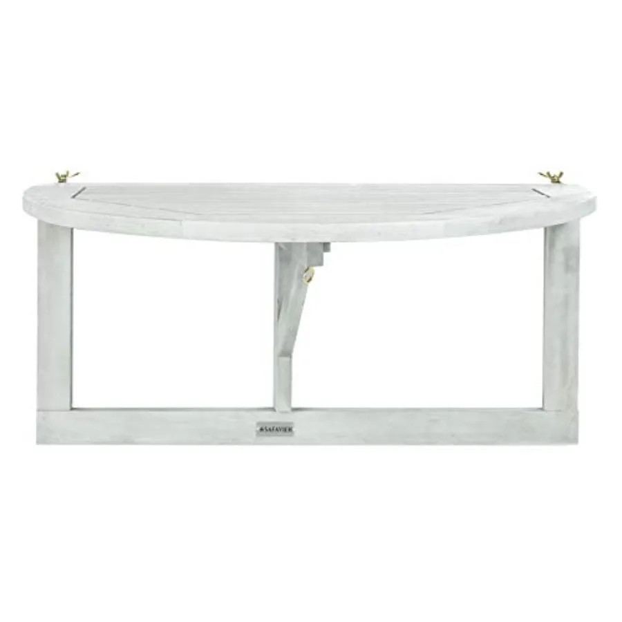 

Outdoor Patio Furniture Collection Owens Grey Wash Balcony Hanging Half Table Eucalyptus Wood Outdoor Accent Table Space-Saving