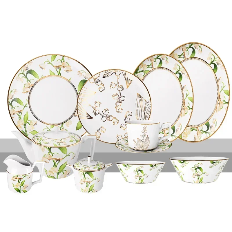 

Bone china Western food plate, afternoon tea, coffee cup and saucer combination set, hotel household dishes